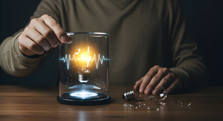 Conceptual Image of Innovation and Ideas with a Light Bulb