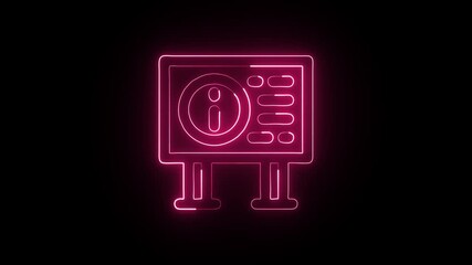 Information Board Animation with Glowing Lines on Black Background