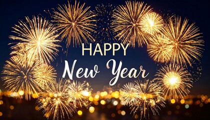 Fireworks display with Happy New Year greeting