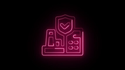 Industrial Safety Animation with Glowing Lines on Black Background