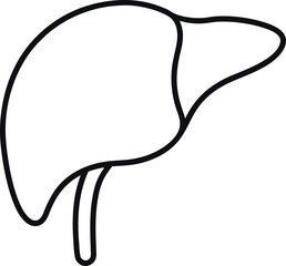 Black and White Line Drawing of Human Liver with Gallbladder Anatomy