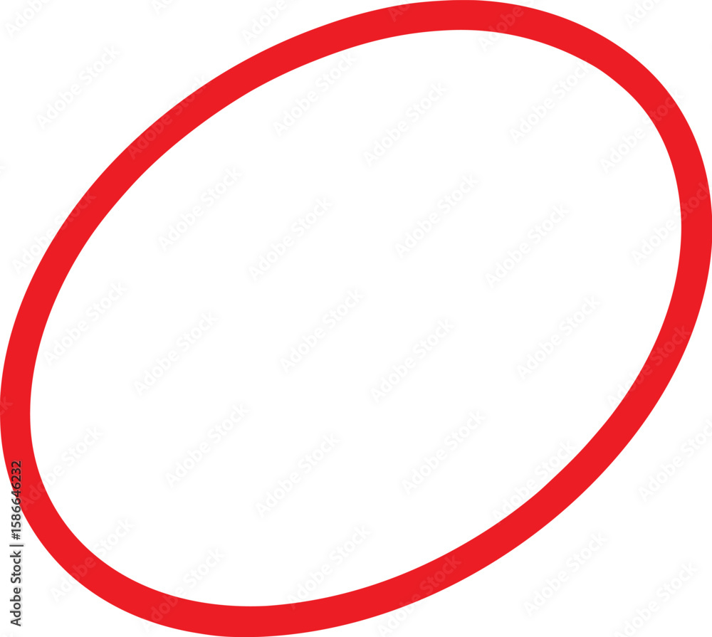 Poster bold red imperfect oval line graphic element isolated on transparent background