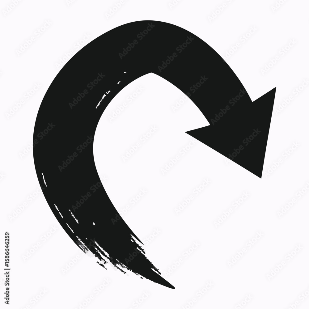 Poster dynamic hand drawn black arrow with textured effect isolated on transparent background