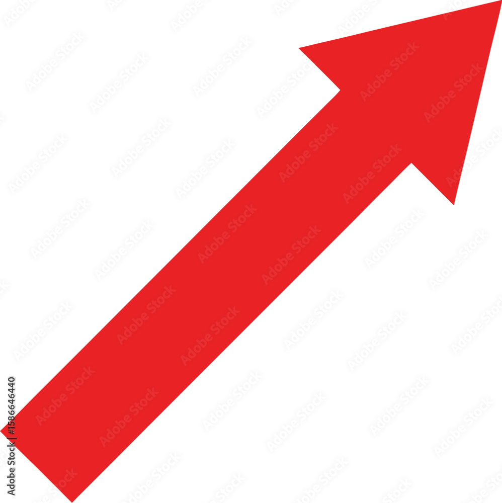Poster a single thick red arrow drawn with a marker style isolated on transparent background