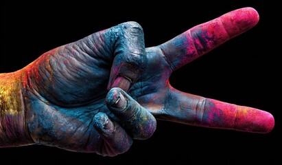 Hand painted with vibrant colors, peace sign, studio shot, possible use for celebrations