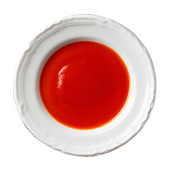 Plate of tomato soup puree clipart sticker top view