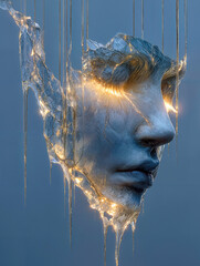 Frozen Silence &ndash; Icy Fragment of a Human Face