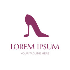 Logo high heel women shoes with music note. Vector Illustration. Logotype design template for your company