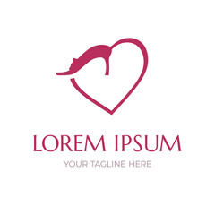 Heart and cat logo. Vector. Logotype design template for your company.