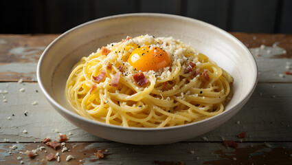 Delicious Italian spaghetti with tomato sauce and parmesan cheese
