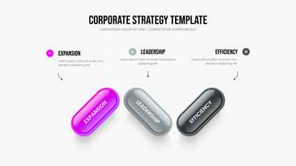 Digital Growth Three Step Infographic Frame Design. Corporate Insight 3 Option Diagram Slideshow Layout. Project Forecast Slide Template Vector Illustration.