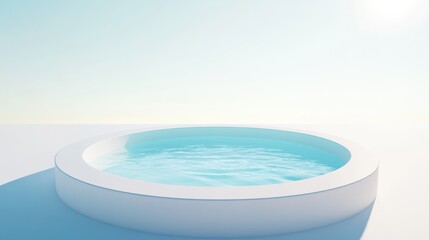 Minimalist white pool against pale sky