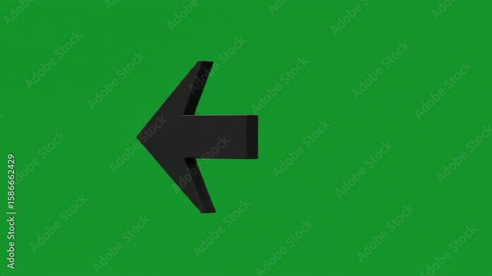 Poster a rendered image showing a gray arrow pointing to the left against a green solid color background