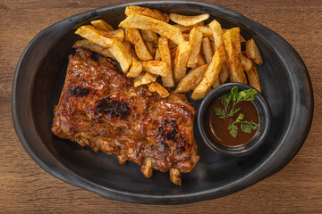 BBQ Pork Ribs with French Fries