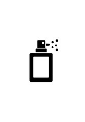 Silhouette of a Spray Bottle Spraying Liquid Mist Isolated on White Background for Hygiene, Cleaning, Fragrance, and Product Packaging Concepts