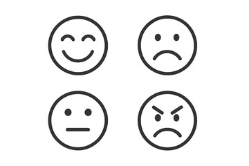 Emotion icons set. Emoji face symbols. Smile emoticons vector illustration. Customer feedback satisfaction scale. Mood survey rating for user experience. Quality review.