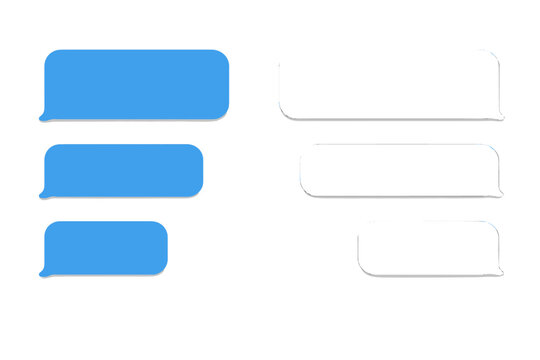 Vector message bubbles for chat app. Smartphone messenger dialog window. SMS speech bubble for social media communication. UI mockup element. Isolated on transparent background.