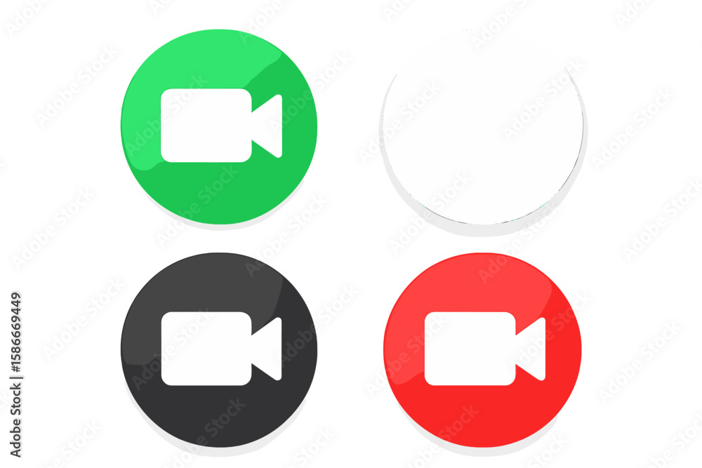 Poster set of 4 video call icons collection. online video conference camera button templates. web app ui vi