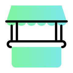 Market Stall Icon - Flat Line Gradient Style Vector Icon