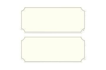 Blank Ticket Template, Coupon, Voucher Mockup. Empty Printable Tickets. Vector Illustration. Isolated Blank Event, Movie, Raffle, Admit One Ticket Design. Perforated Edges. Transparent Background