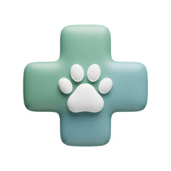 Pet Medical Cross Icon – 3D Clay Style – Transparent PNG Clipart

