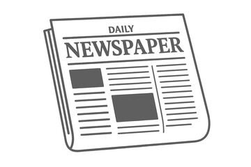Daily Newspaper icon, folded tabloid publication with headline and body text sections. Symbolizing news, media, information, and current events.