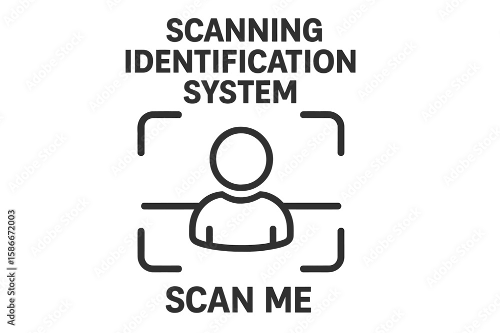 Poster facial recognition scanning identification system icon. user biometric id scan. personal identificat