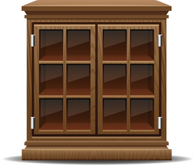 Classic Wooden Glass-Door Cabinet Vector for Home Interiors