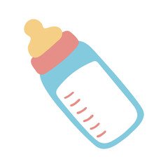 やさしい色合いの哺乳瓶のミルクのイラスト