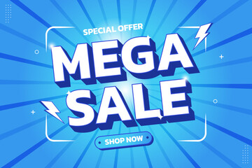 mega sale offer banner. suitable for promotion product. banner template design for web or social media.