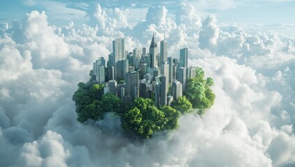 Eco-City Above the Clouds: A Sustainable Metropolis Floating in Serenity