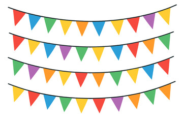 Colorful Carnival Flag Garland Set. Four Strands of Decorative Pennant Bunting for Party, Birthday, Festival, Holiday, Parade, Celebration, and Outdoor Event Decoration