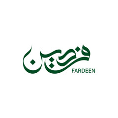 fardeen name arabic calligraphy logo design muslim boy name art 