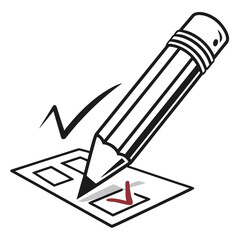 check mark with pencil
