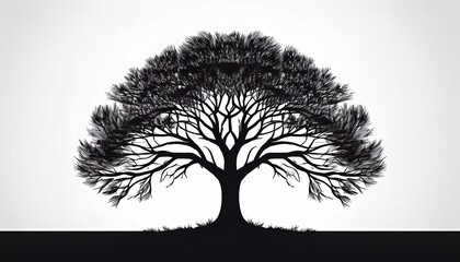 striking dark tree silhouette against white sky highlighting simplicity and contrast generative ai