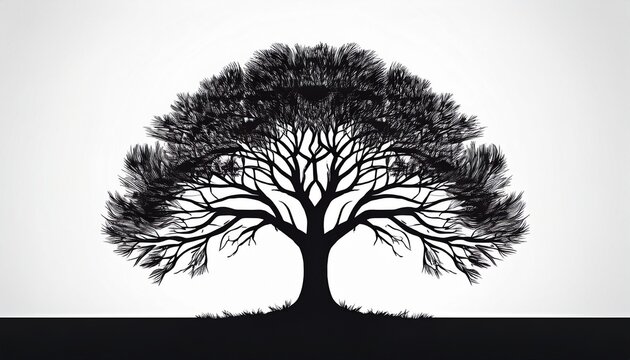 striking dark tree silhouette against white sky highlighting simplicity and contrast generative ai