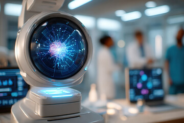 Advanced technology in a modern research lab demonstrating artificial intelligence analysis