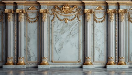 Grand Palace Interior: Opulent Marble and Gold Columns