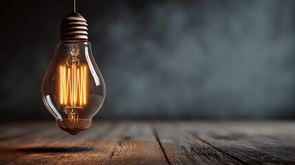 Stylish light bulb illuminating dark with warm glow  
