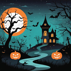 halloween background with haunted house