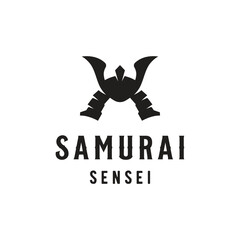 Japanese samurai/ronin warrior mask logo element template design.