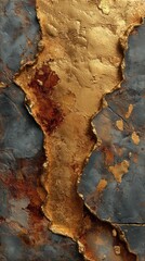 Luxury abstract background with cracked golden texture on dark stone surface, ideal for elegant design, branding, or artistic projects.