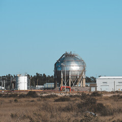 Industrial facilities of the Argentine petrochemical industry, Patagonia, Argentina.