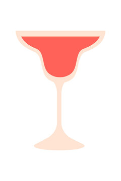 High resolution PNG illustration of a red margarita cocktail in a glass. Tropical party drink icon in pink coral tones. Perfect for bar menu, celebration, nightlife, or summer drink-themed designs