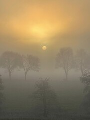 misty morning sunrise