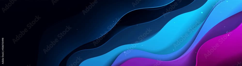 Poster abstract background with a blue and purple gradient color the design features wavy shapes in dark co
