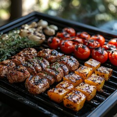 Grilled steak with vegetables