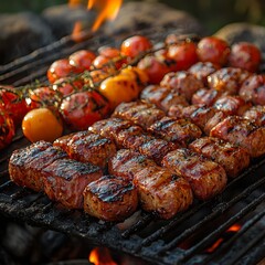 Grilled steak with vegetables