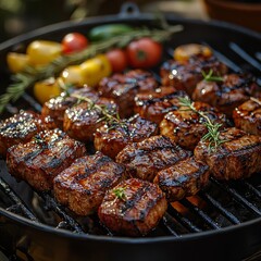 Grilled steak with vegetables