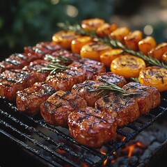 Grilled steak with vegetables